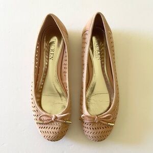 Lauren Ralph Lauren Perforated Nude Ballet Flats Women’s Size 7B